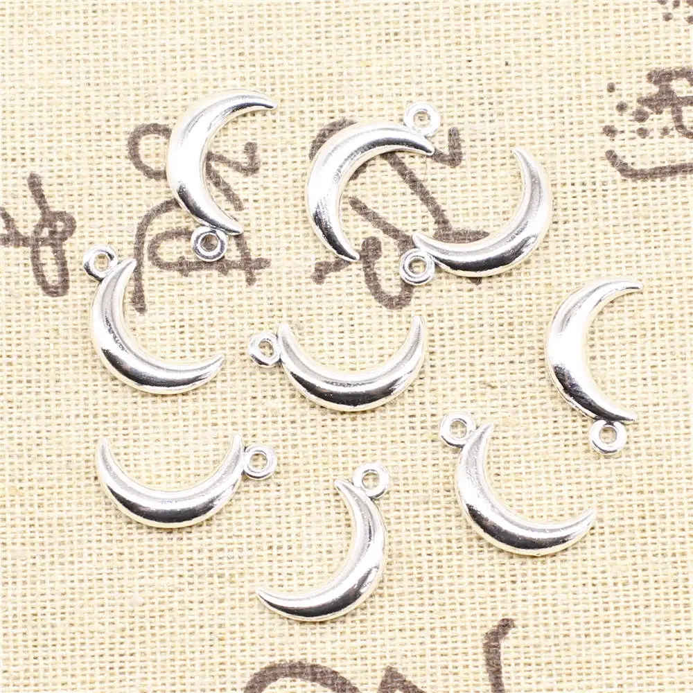 

Moon Charms Supplies For Jewelry Making Kit Antique Silver Color 20pcs 10x19mm