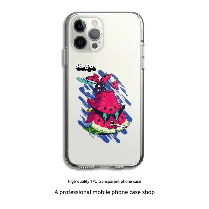 

Funny Food Phone Case Clear Cover For Iphone 5 6 7 8 11 12 Plus XR X XS SE2020 11/12PRO Max Transparent Cases