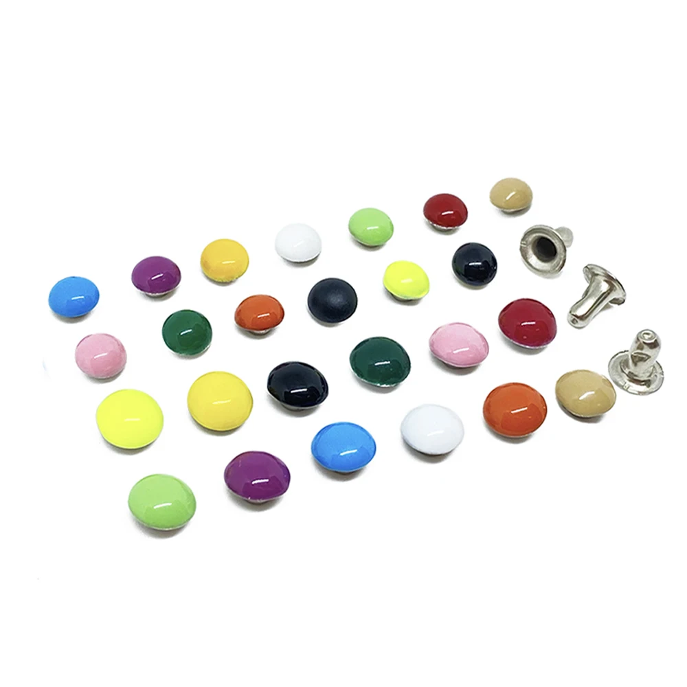 

50sets Coloured Domed Single Cap Rivets Studs 5mm 6mm 7mm 8mm 9mm for Leather Crafts Bag Belt Garments