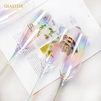 2 pcs champagne flutes lead free crystal elegant glass wine drinking glassware beverage cups for water juice beer liquor whiskey