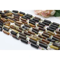 2strandslot 30mm natural smooth dark coffee cylindrical agate stone bead for diy bracelet necklace jewelry making strand 15