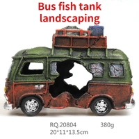 fish tank landscaping fishing boat shipwreck bus house car shelter maison background for aquarium decoration