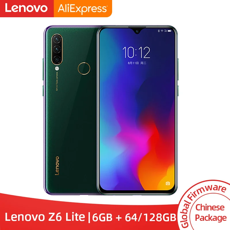 Смартфон lenovo Z6 Lite с глобальной прошивкой, 6 ГБ, 64 ГБ, Восьмиядерный процессор Snapdragon 710, трехъядерный, задняя камера 19,5: 9, капля воды, 6,3 дюйма, 4050 мА · ч