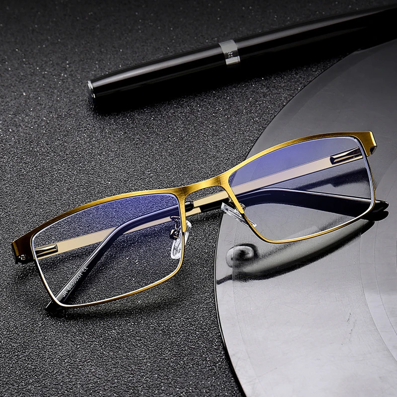 

Anti-Blue Light Reading Glasses Metal Frame Resin Lenses Fashion Men And Women Unisex Presbyopia Eyeglasses Diopter +1.0 To +4.0