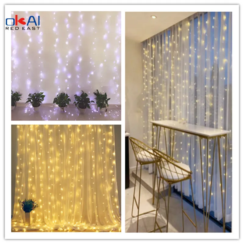 

LED Curtain String Lights Garland Fairy Lights DIY Christmas Tree Decor Valentine's Day Wedding Decor Romantic Love Wife's Gift