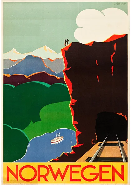 Норвежская карта Осло Норге Fjords винтажная Ретро путешествия классические