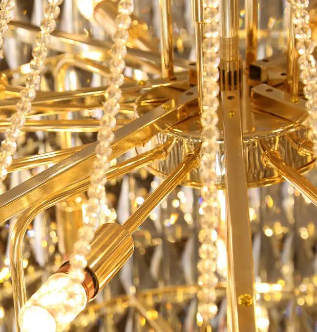 Роскошная хрустальная люстра лампа для гостиной Золотая дизайнерская отеля |