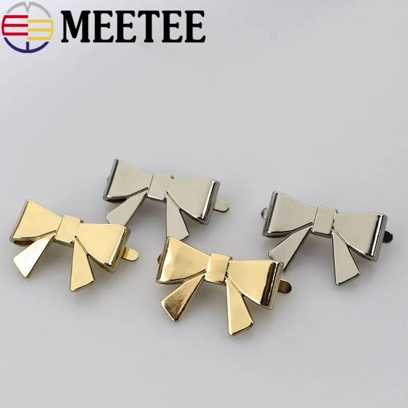2шт Meetee 25*16 мм золото серебро сумка с бантом обувь клип Пряжка DIY Декор одежды пуговицы аксессуары F1-15