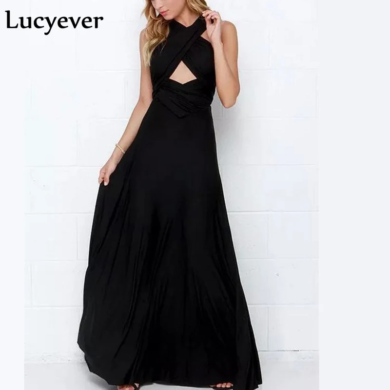 Сексуальное летнее женское длинное платье Lucyever с открытой спиной открытыми