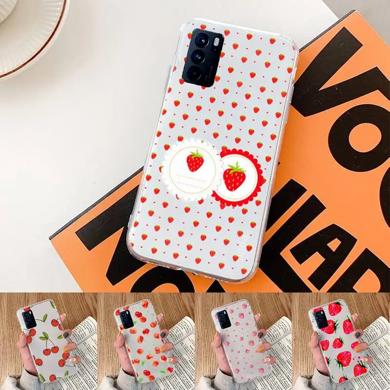 

Strawberry Cherry Phone Case Transparent For oppo Realme FIND V X Q 2 3 5 7 11 50 GT Q2 PRO PLUS moible bag