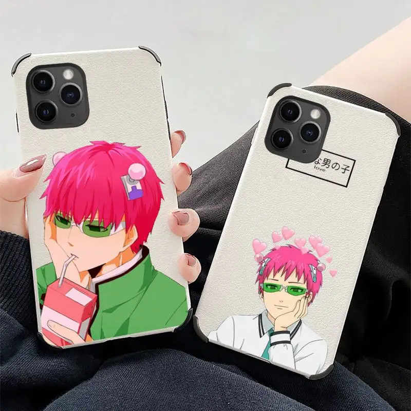 

Saiki Kusuo Phone Case Lambskin Leather For iphone 12 11 8 7 6 XR X XS PLUS MINI PLUS PRO MAX Shockproof