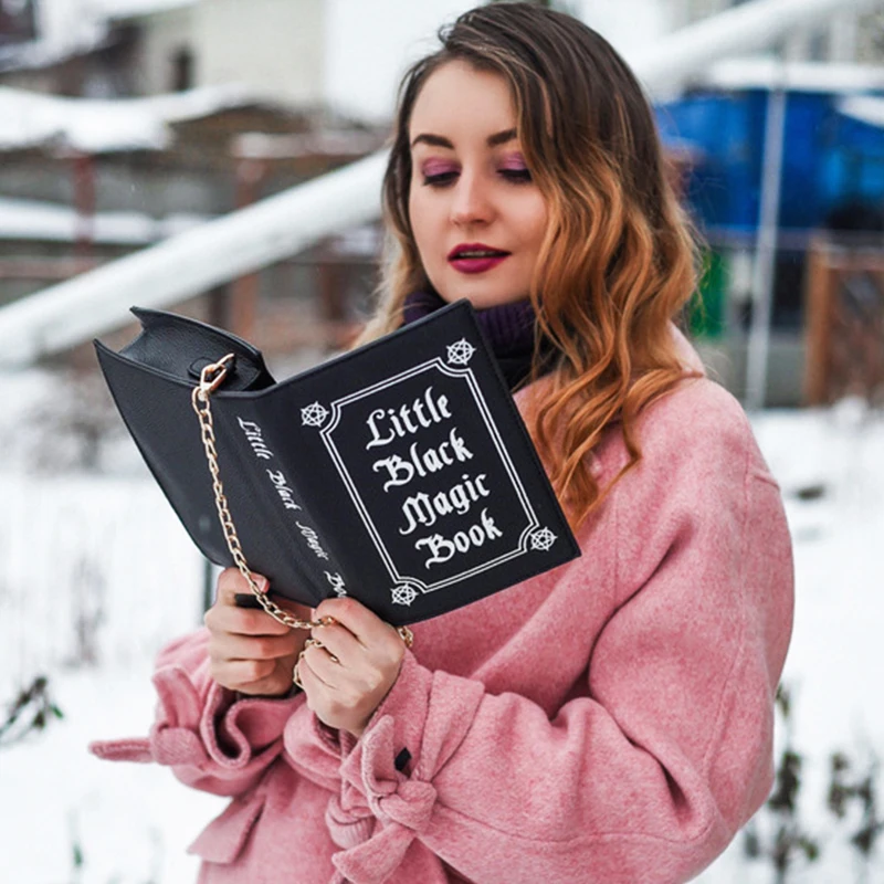 Модный клатч Magic Book для женщин черная сумка из искусственной кожи на цепочке