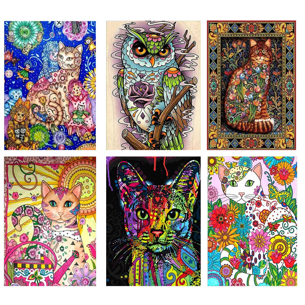 

Набор для алмазной живописи Стразы 5D, мозаика с изображением кошек и животных, для творчества, домашнее украшение, вышивка крестиком