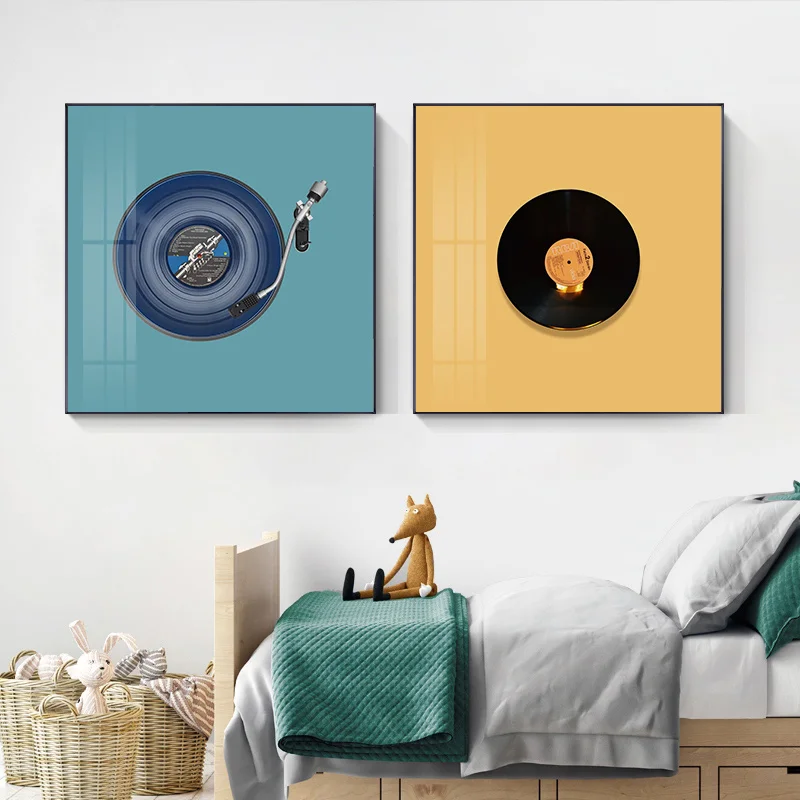 Modern Colorful Music Wall Art Print Microphone Radio Canvas Painting Nordic Posters And Prints Square Picture Home Decoretion | Дом и сад