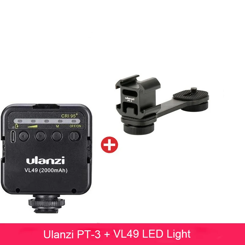 With Vl49 LED Light Ulanzi PT-3 тройное Крепление-адаптер для горячего башмака микрофон удлинитель для Zhiyun Smooth 4 DJI Osmo Pocket Gimbal аксессуары - Цвет: With Vl49 LED Light