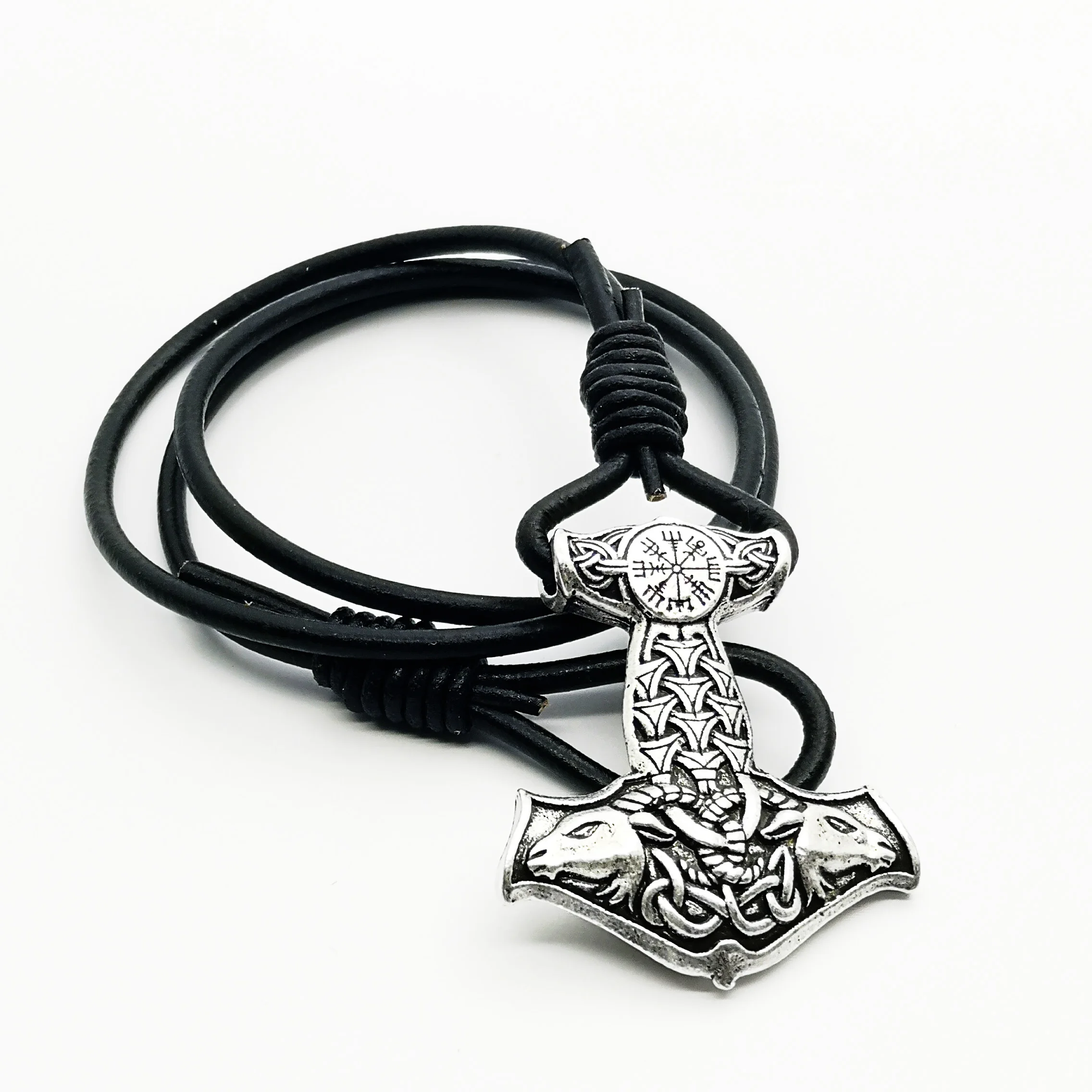 Женский браслет-воин коза Тор Бог молот амулет браслет из кожаной веревки