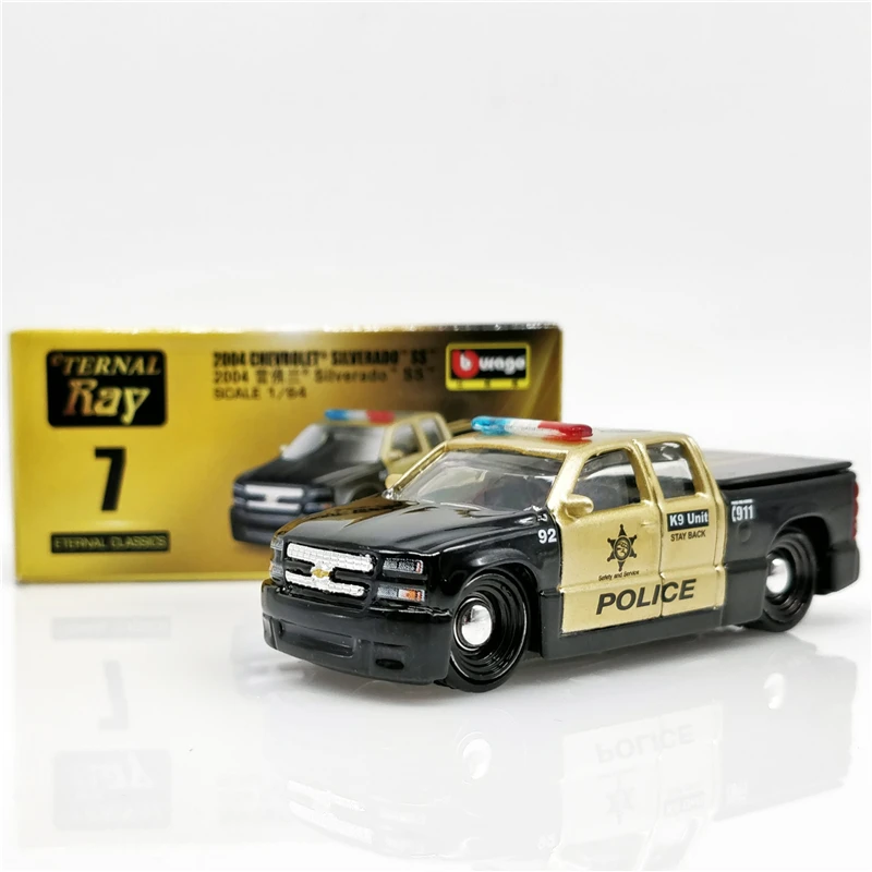 1:64 весы Bburago вечная классика Chevrolet Silverado SS полицейский пикап 2004 мальчик литые