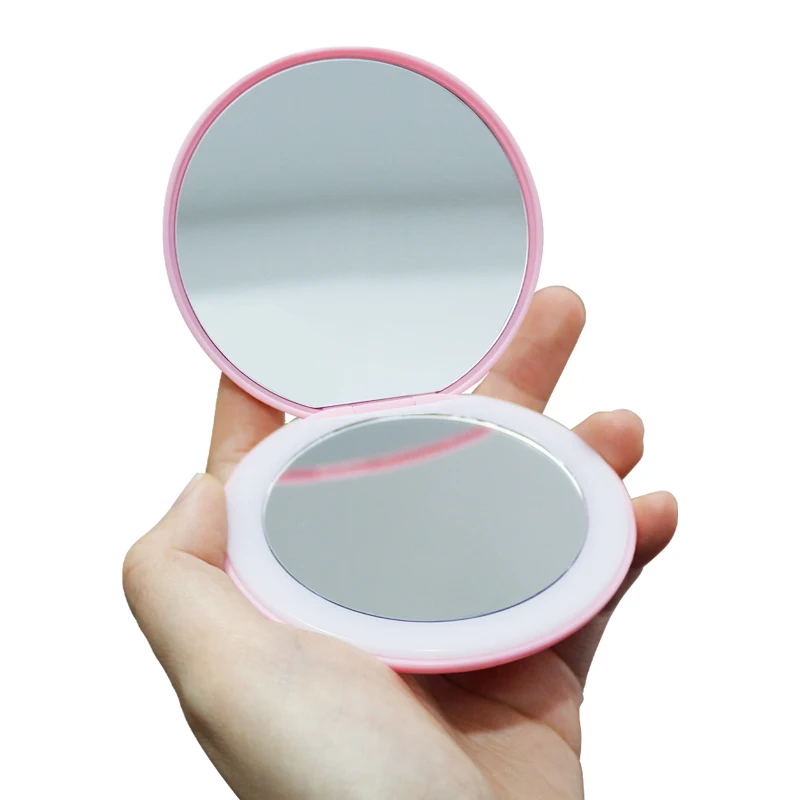 Зеркало для макияжа портативное мини-зеркало дорожное круглое карманное