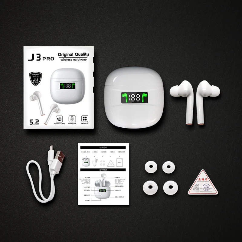 

J3 Pro TWS Wireless Bluetooth 5.0 Headphones Waterproof Earbuds Stereo In-Ear Earbud Built-in Mic For Xiaomi Bluetooth Earphone