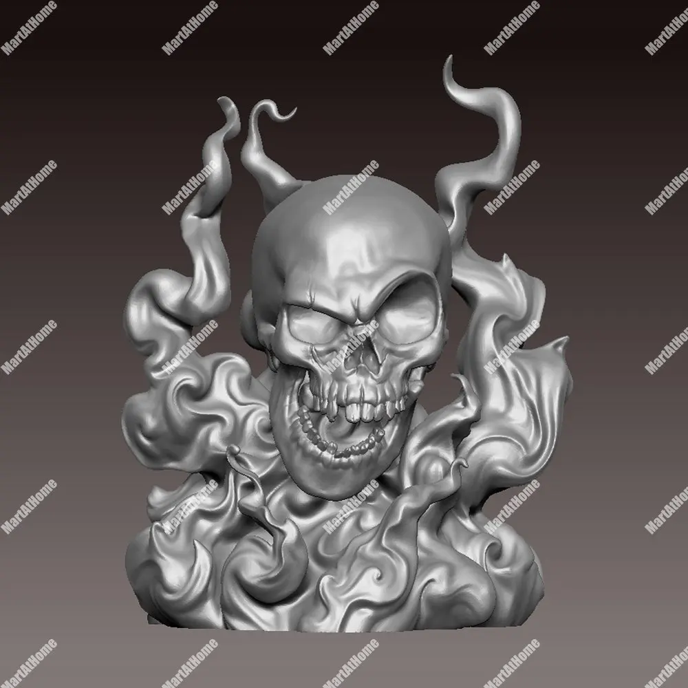 Demilich голова 3D модель STL файл круглая резьба Рисунок Череп Пламя для ЧПУ
