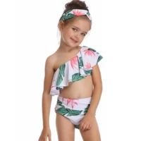new girl one shoulder swimsuit kids 2 piece childrens ruffle swimwear 2 12 years toddler girl bikini little girls bathing suit