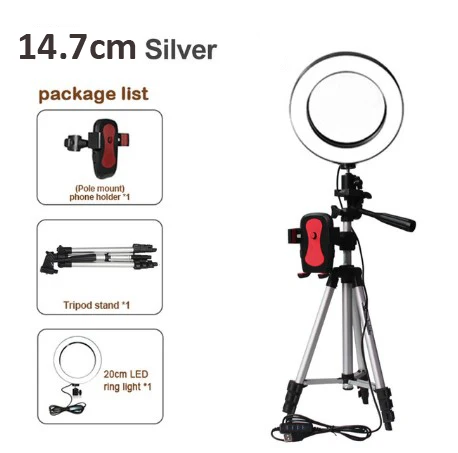 5.7inch with Tripod 10 дюймов USB зарядка светодиодный Selfie кольцо свет 5500K студийная фотография фото заполняющее кольцо свет с треногой для iPhone смартфон макияж - Цвет: 5.7inch with Tripod