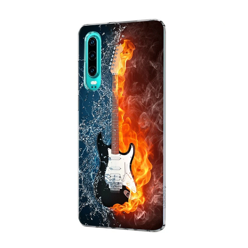 Mobile Phone Case For Huawei P30 P20 P10 P9 P8 P Sart Z Lite Pro Hard Cover Guitar Blue Music Note Electric Bass | Мобильные
