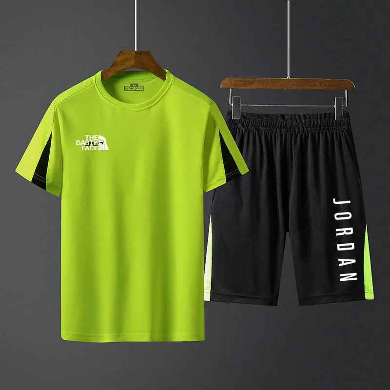 

Men Casual Tracksuit Summer Clothes Sportswear Two Piece Set T Shirt Brand Track Clothing Male Sweatsuit Sports Suits Streetwear