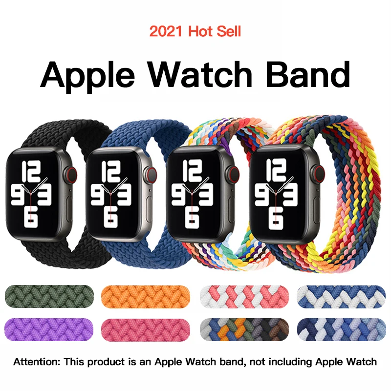 

M3C Braided Solo Loop For Apple Watch 3 4 5 6 7 SE band 38MM 40MM 42MM 44MM Fabric Nylon Elastic Belt Bracelet For iWatch Strap