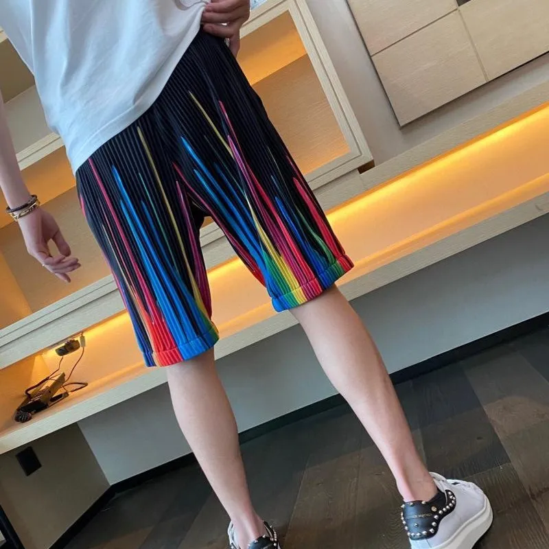 Designer Mens Summer Colorful Rainbow Printed Brand Elastic Waist Loose Fit Jogger Fitness Short Sweatpants Beach Shorts