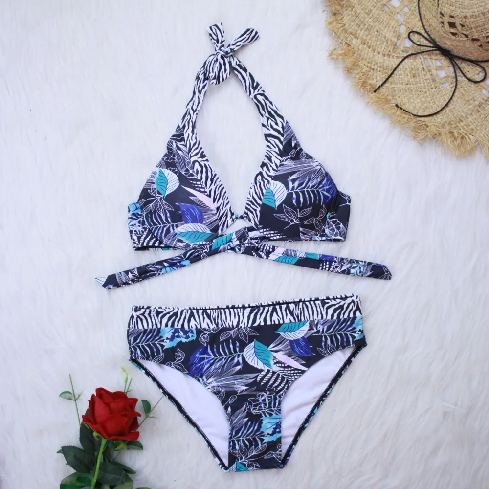 

Push Up Bikini Set New Sexy Biquini Swimwear Women Dots Print Swimsuit Bathing Suit 2020 SummerBandage Plus Size Beach Wear XL