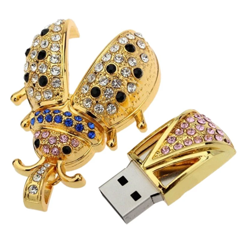 С украшением в виде кристаллов Жук Форма Usb флеш-накопитель u-диск флэш-накопитель