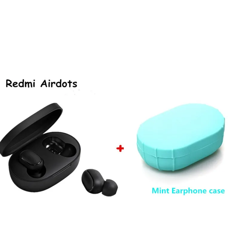 Redmi TWS AirDots Bluetooth наушники стерео беспроводные Bluetooth 5,0 наушники с микрофоном зарядное устройство управление AI - Цвет: add mint case