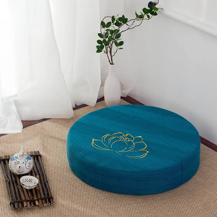 as the picture shows Японский стиль футон для поклонения Будде Сидящая Подушка Ткань моющаяся Круглая льняная Балконная оконная татами коврик медитация Лотос - Цвет: as the picture shows