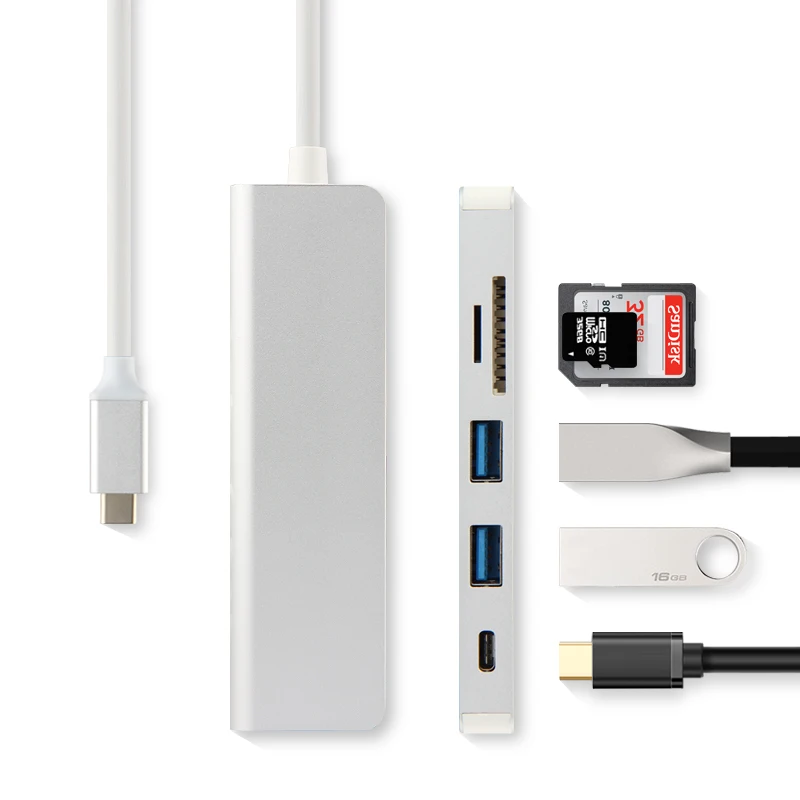 Ajiuyu USB C концентратор Thunderbolt 3 type C адаптер док-станция 3 USB 3,0 порт 4K HDMI мульти порты для Macbook Pro Air iMAC НОУТБУК сплиттер