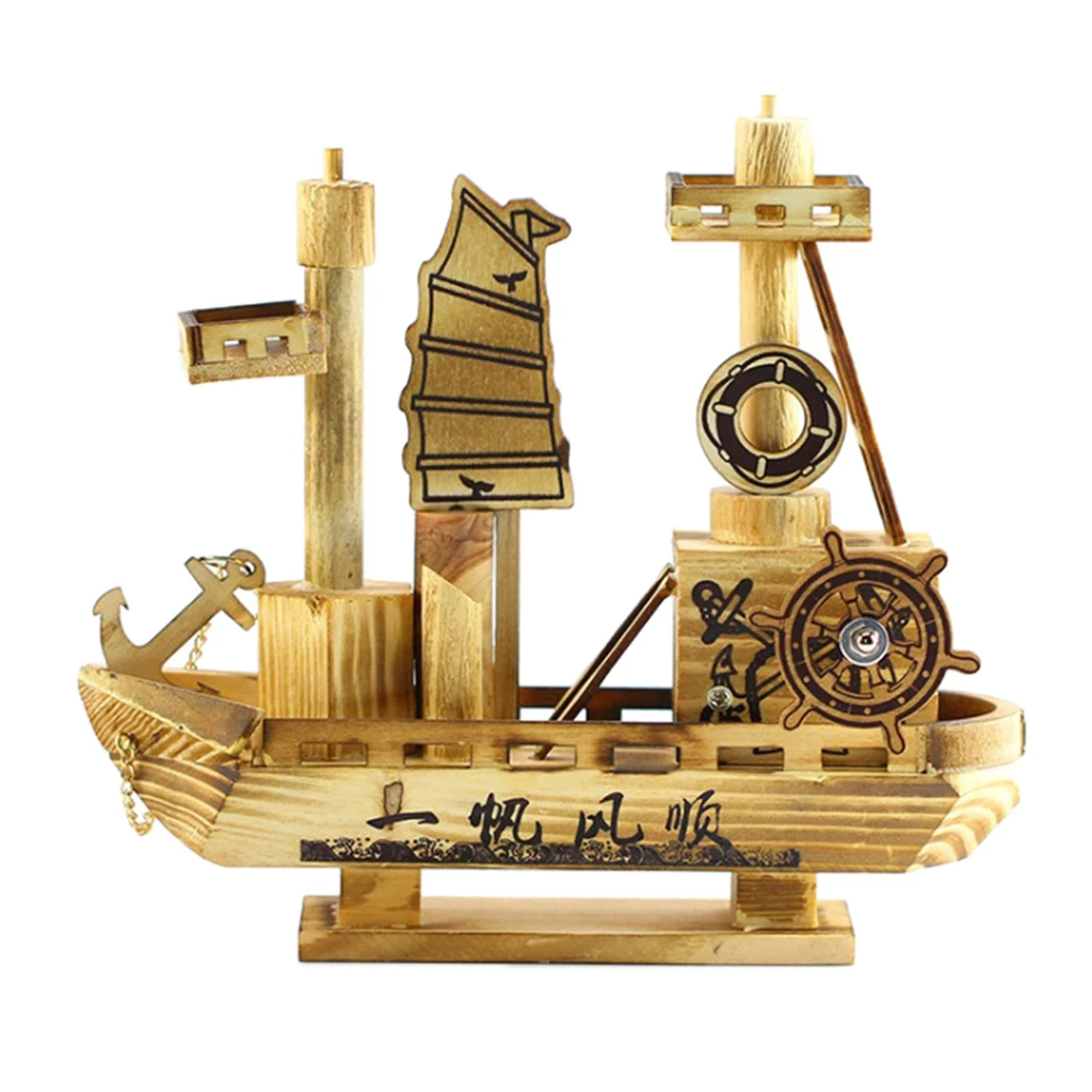 

Solid Wood Sailing Boat Models with Music Smooth Success Collection Art Crafts