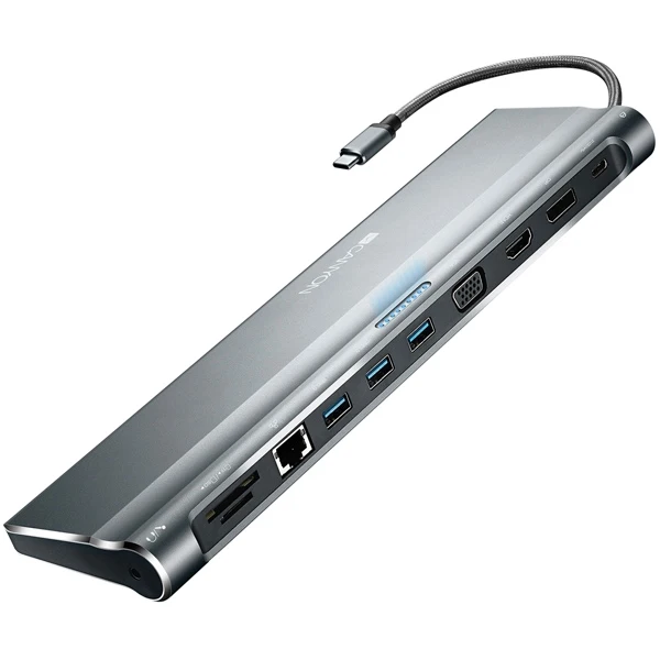 USB Hub CANYON CNS HDS09DG Type C 12 портов (3.5 mm SD/SDHC/SDXC TF3.0 3хUSB 3.0 HDMI DisplayPort VGA Ethernet)|Док-станции для
