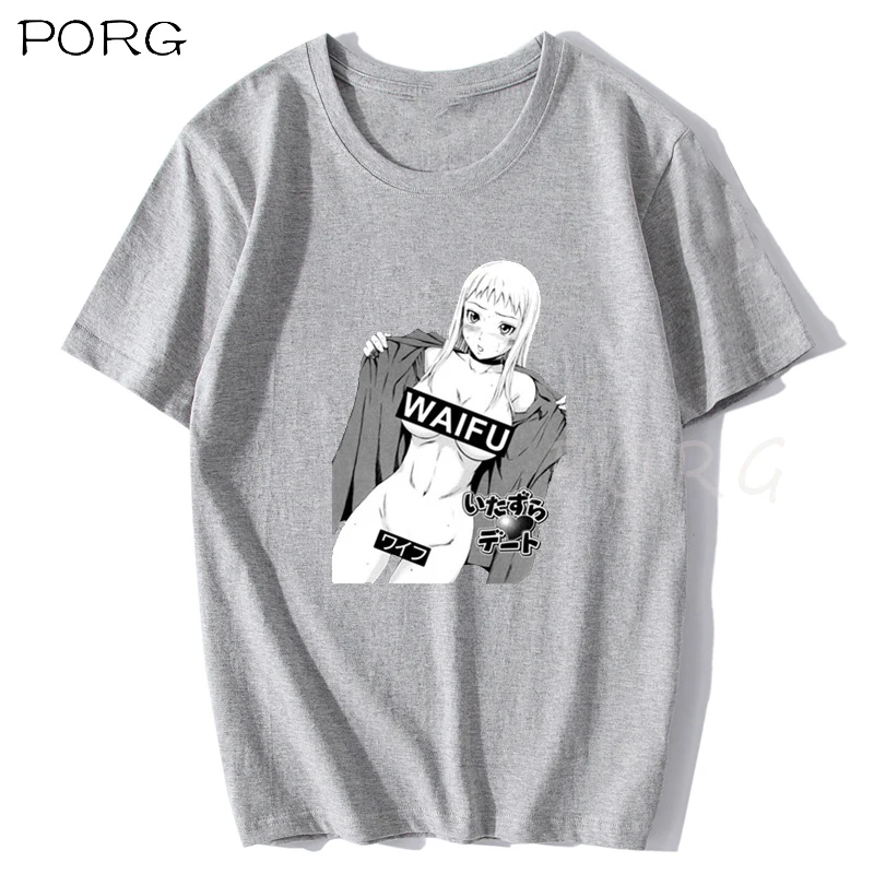 Футболка мужская в стиле аниме вайфу забавная Модная рубашка японском с принтом