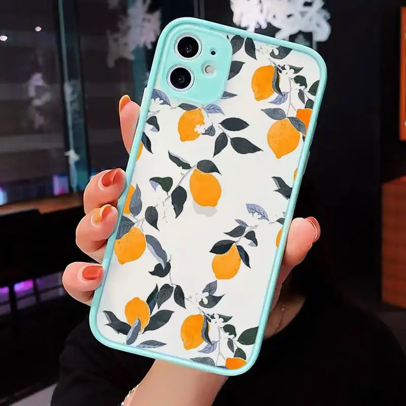 

lemon Phone Cases matte transparent For blue iPhone 7 8 x xs xr 11 12 pro plus max mini Clear Funda