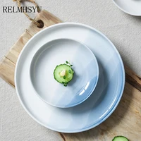 1pc relmhsyu japanese style ceramic round salad soup bowl western steak dessert large dinner plate dish household tableware
