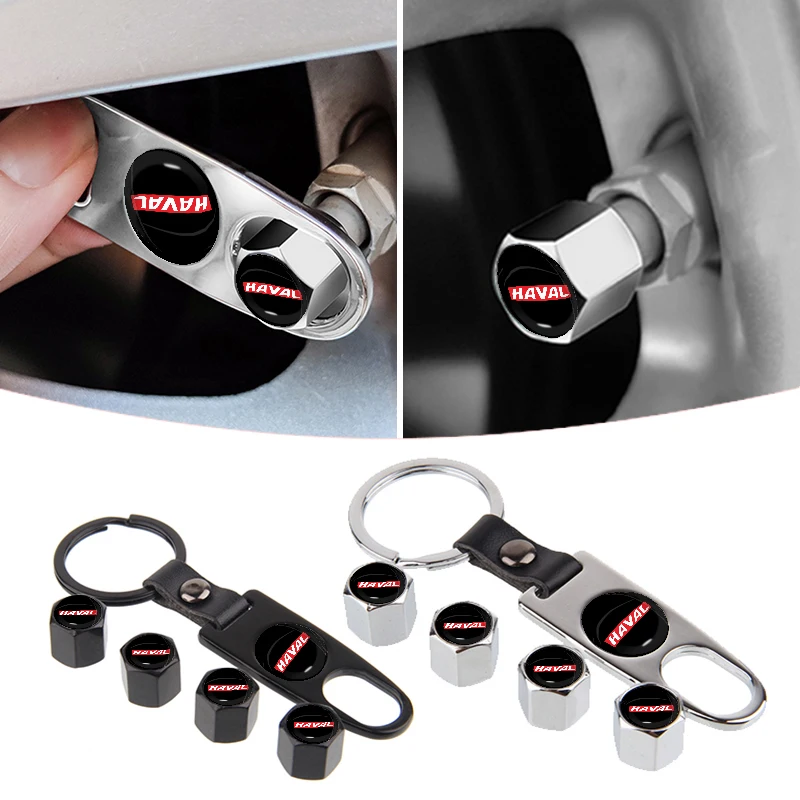 

1set Car Tire Valve Wheel Rod Cover with Wrench Keychain for Haval Jolion 2017 2018 2019 2021 F7 H6 H9 H2 F7x Tuning Accessories