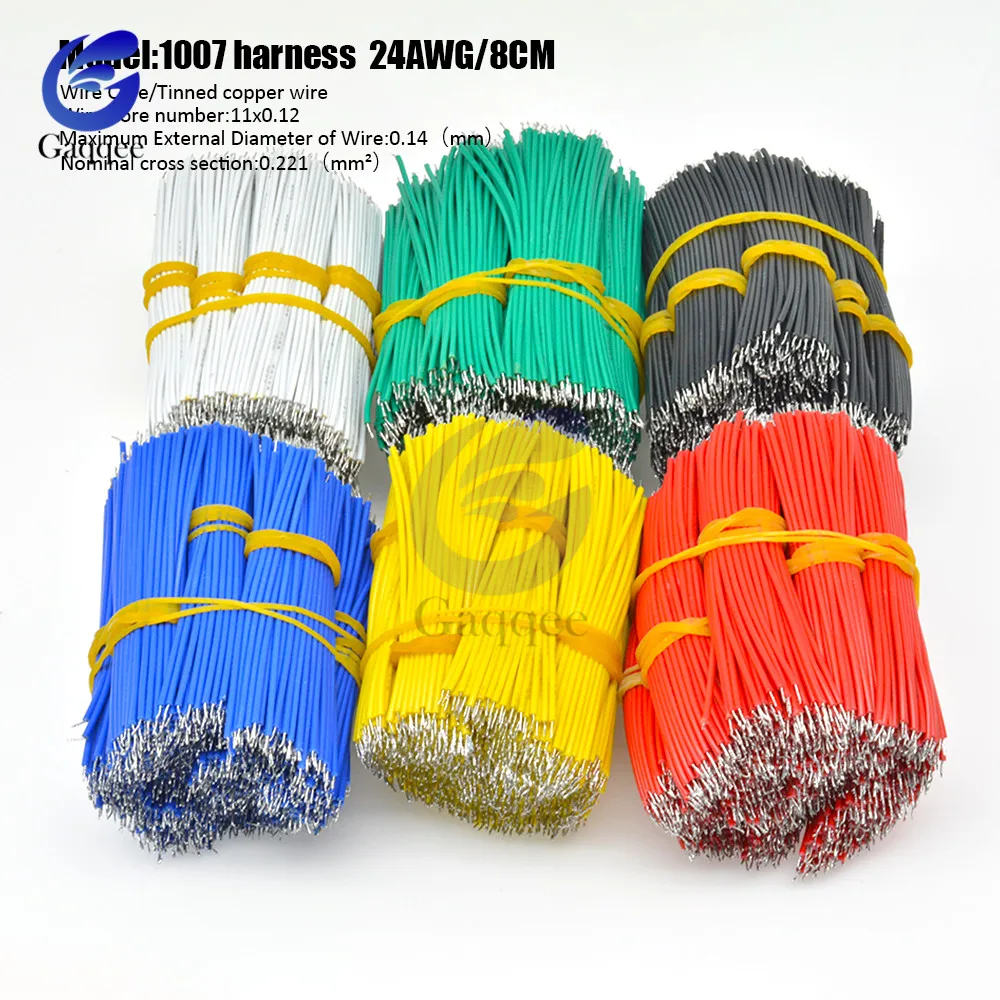 24AWG 100 шт./упак. 8 см двойной Луженый провод UL1007 припой 6 цветов соединительный