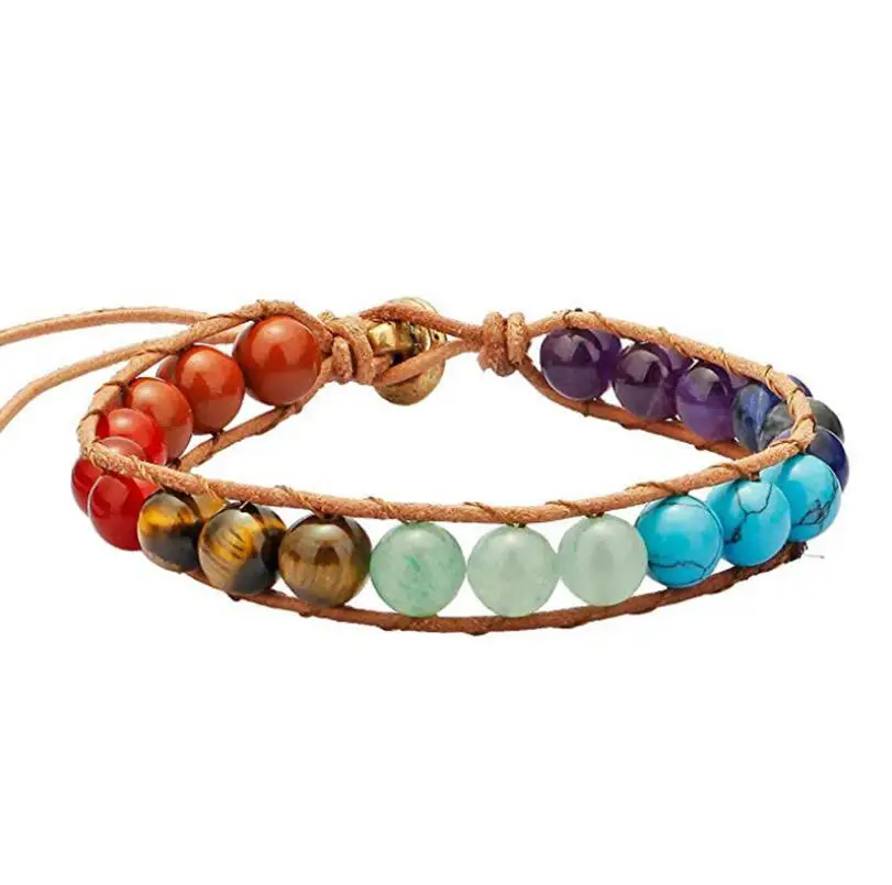 

Natural stone hand-woven beaded bracelet colorful chakra energy yoga energy Hand String Handmade Jewelry Wholesale