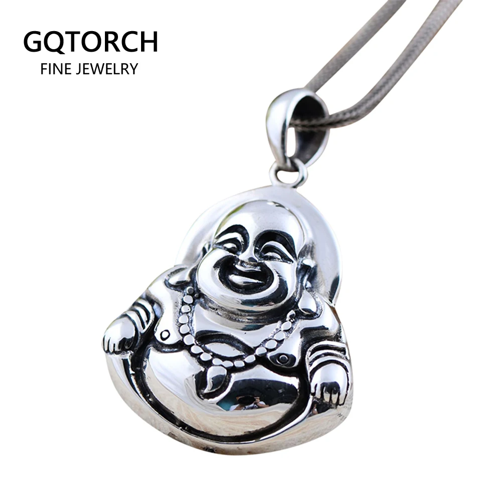 

Vintage Real 925 Sterling Silver Jewelry Thai Maitreya Matte Laughing Buddha Pendant For Men And Women Bless Safely And Smoothly