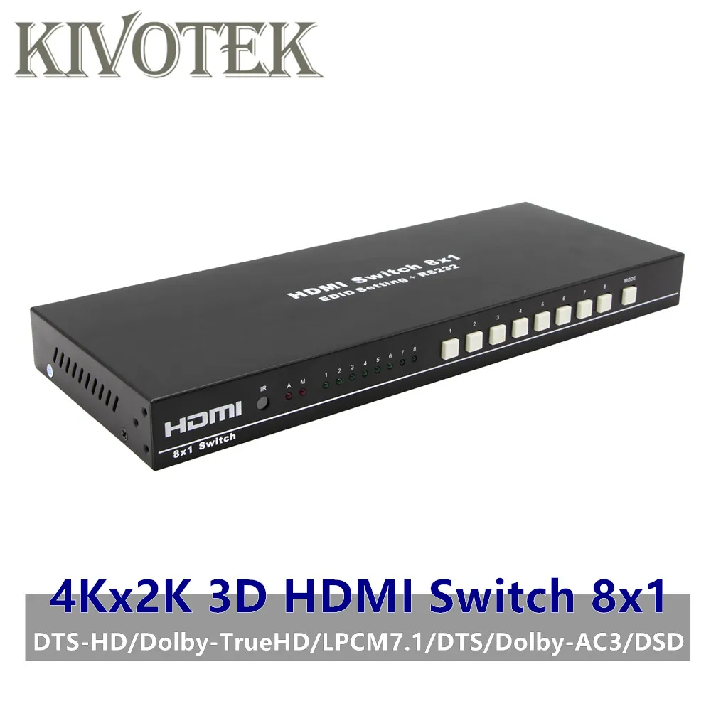 Переключатель HDMI с 8 портами адаптер 8x1 4K * 2K 3D HD1080p AC3/DSD ИК управлением Женский