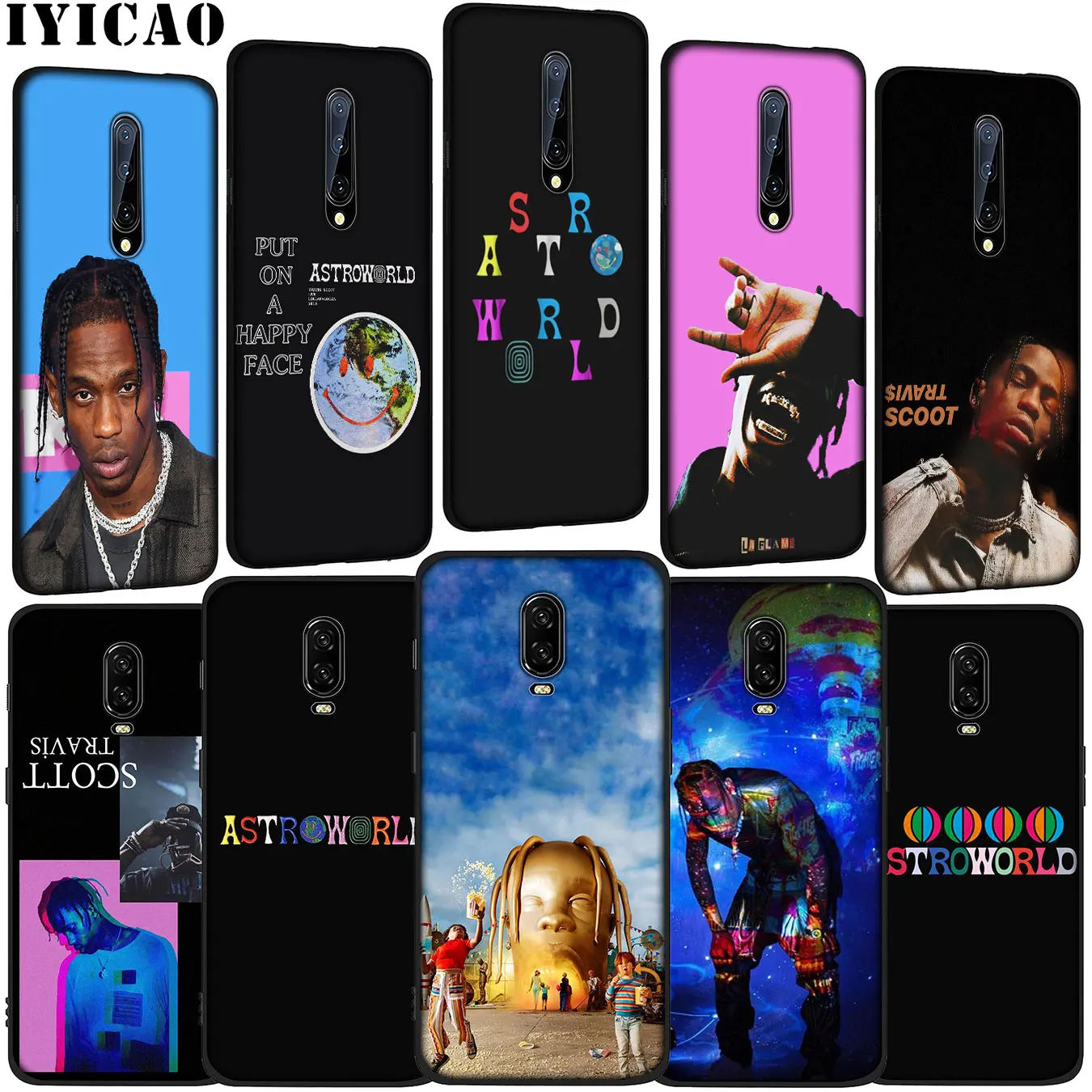 IYICAO travis scott astroworld Soft Silicone TPU Black Phone Case for OnePlus 7T 7 Pro 6T 6 5T 5 One Plus 7Pro Cover |