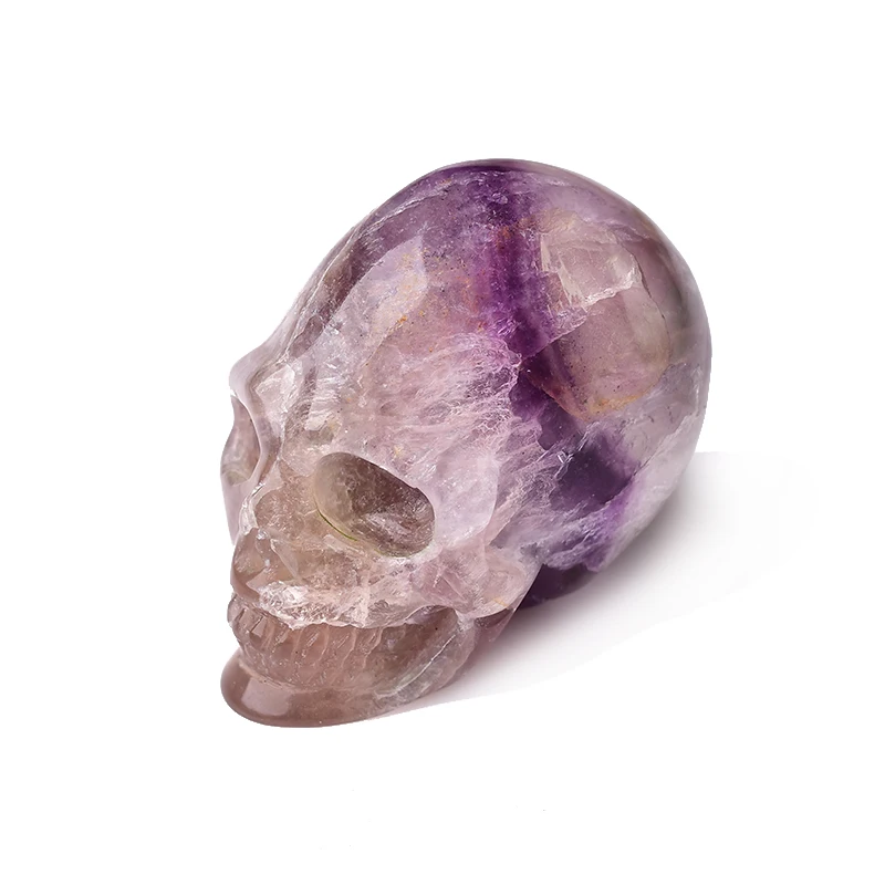 

Handmade Natural Stone Fluorite skull Crystal Healing Gift Crafts Home decoration Polished Art Collectible Figurine