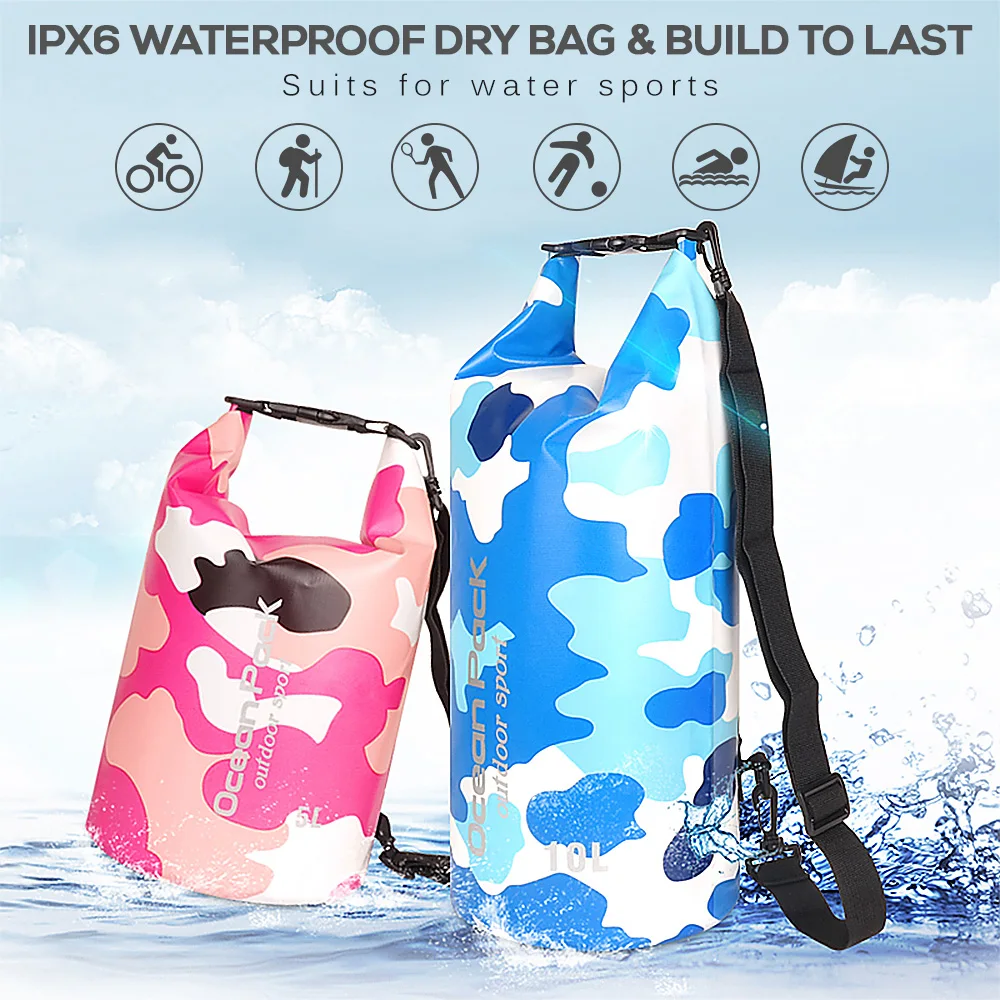 Водонепроницаемая сухая сумка объемом 5 л/10 л/15 л сжатый мешок большой