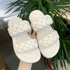 Сланцы женские плетеные, Мягкие Шлепанцы, Пляжная удобная обувь, плоская подошва, летние Тапочки