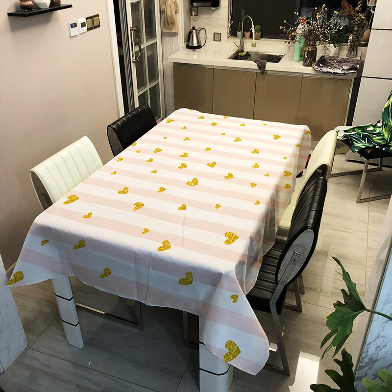 

European and American style printing color stripe pattern washable decorative household waterproof tablecloth